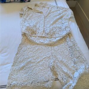 Anthropologie Crochet Jogger Matching Set